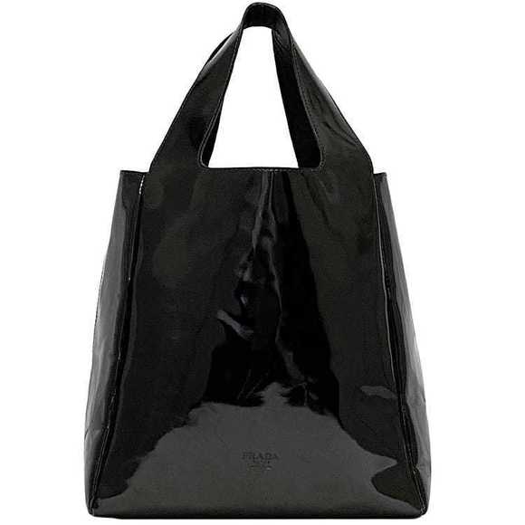 Prada Bag White Black Handbag Patent Business Tote - Picture 1 of 9
